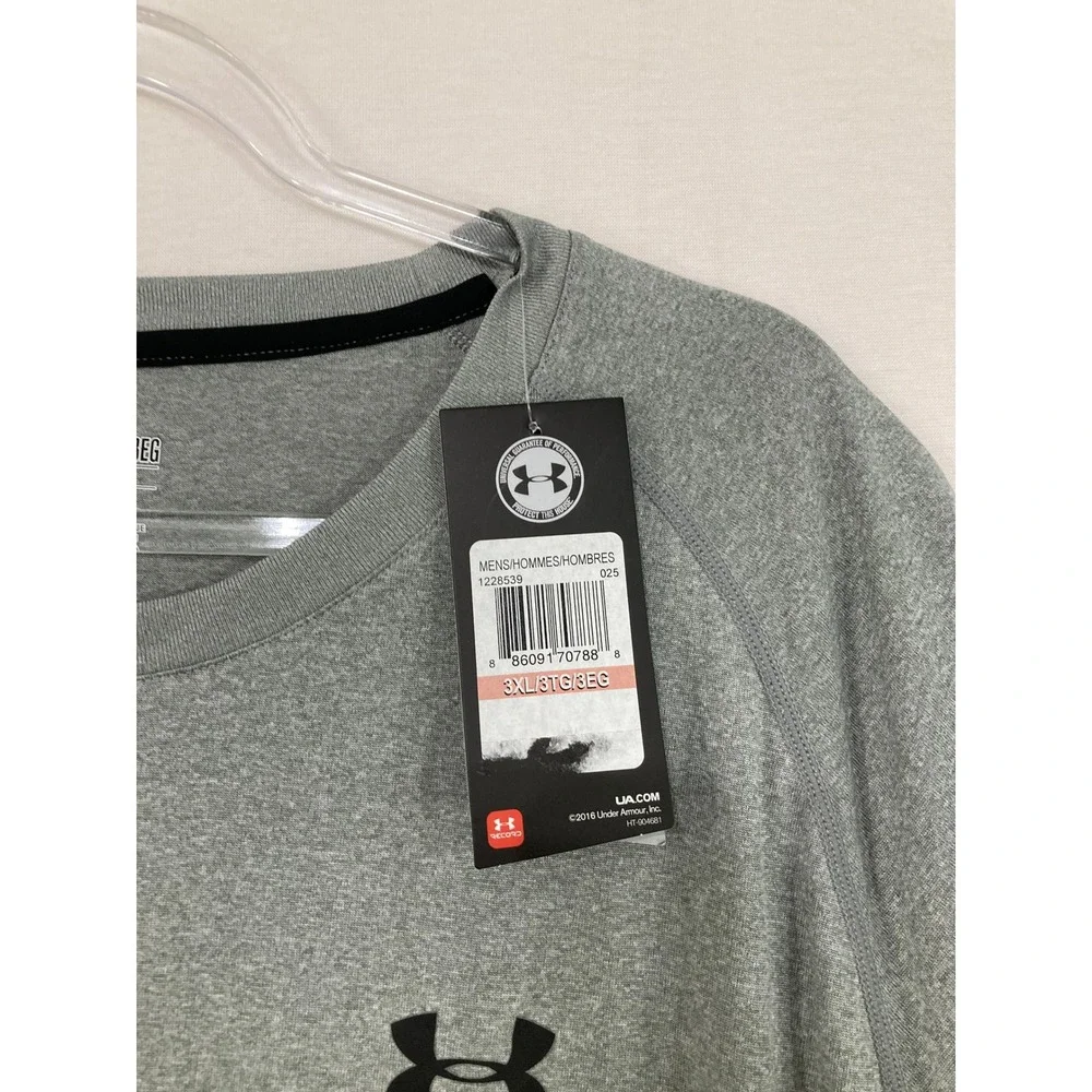 New‎ Under Armour T-Shirt 3XL Gray HeatGear Loose Fit Short Sleeve Athletic